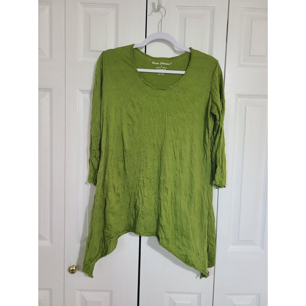 Pleats collection small women's green 3/4 sleeve tunic